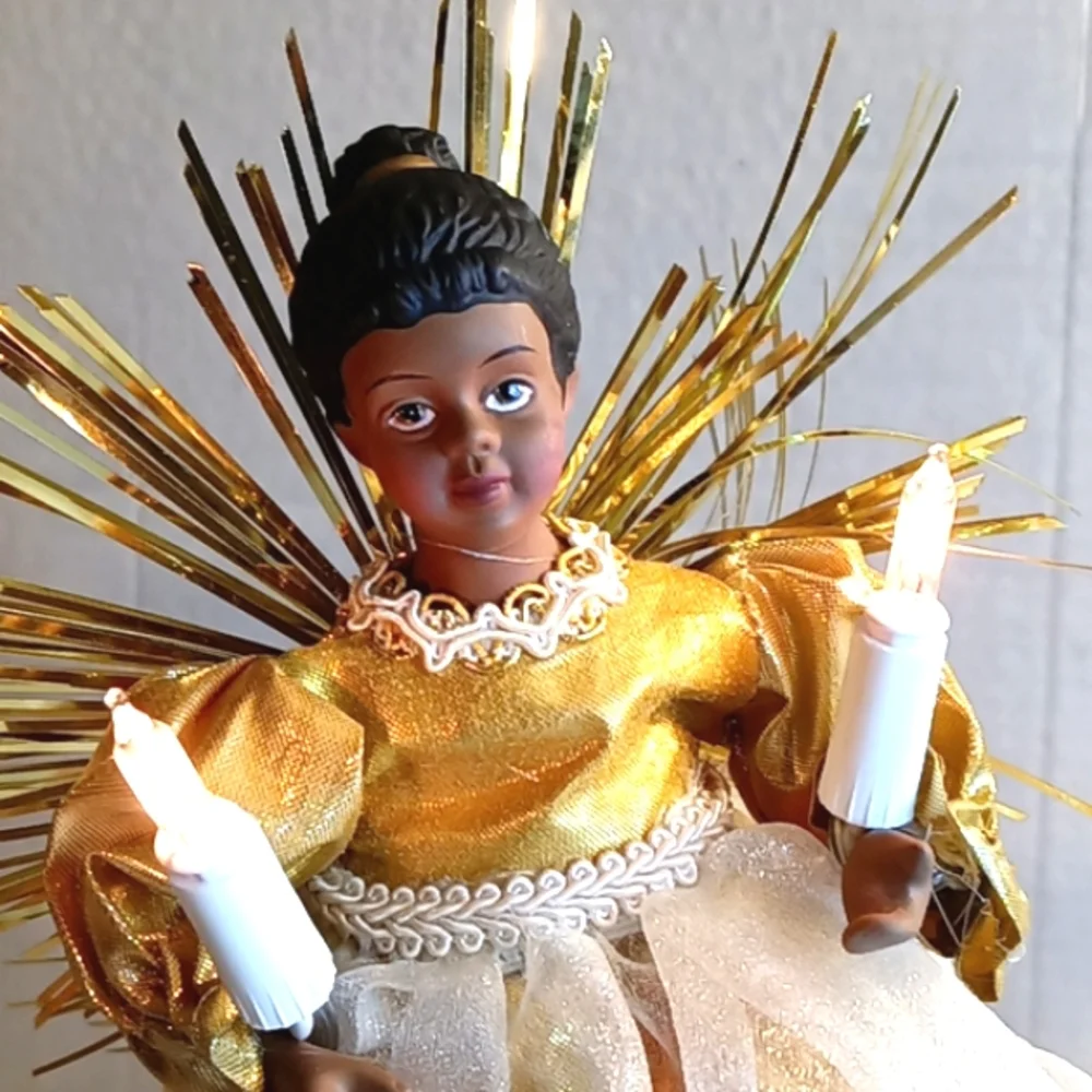 Lighted American African Angel Tree Topper